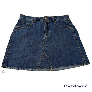 Old Navy Mini Skirt Womens 12 Cut Off Blue Jean Denim Fringe